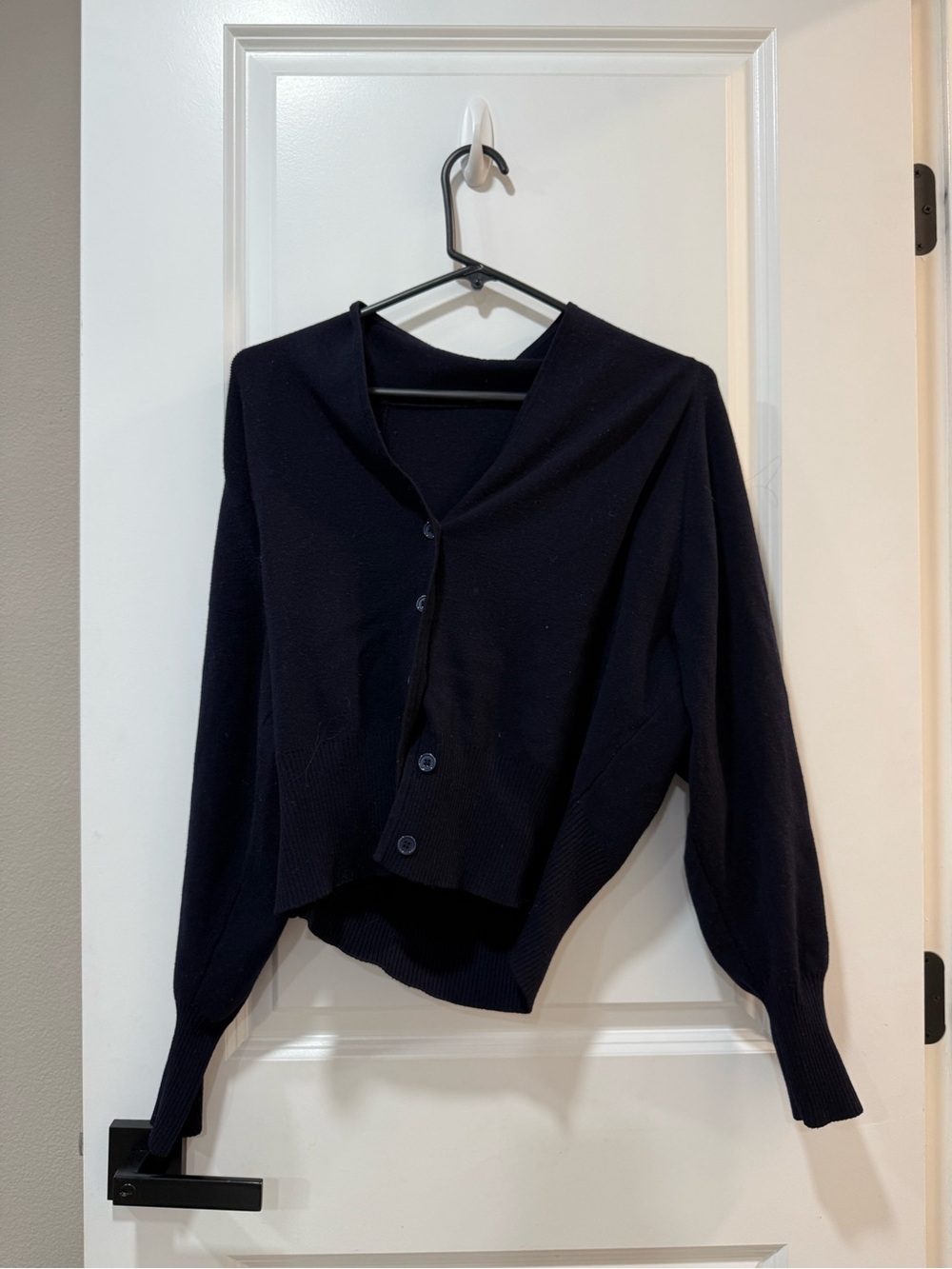 Women’s Navy Button-Front V-Neck Cardigan Sweater
